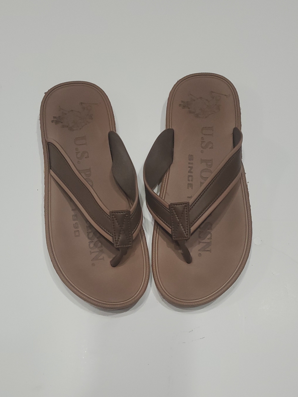 U.S. Polo Assn. Men's Brown Dual-Tone Flip-Flops